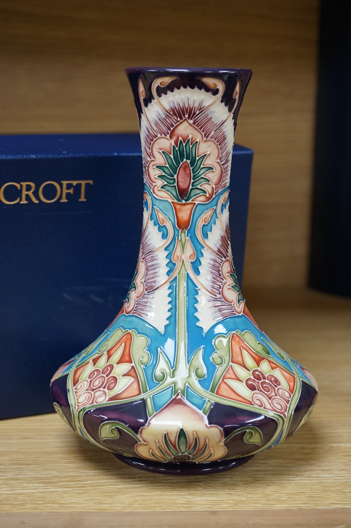 A Moorcroft ‘Bokhara’ vase, limited edition, signed Shirley Haynes, 2001, 122/250. Boxed, 20.5cm